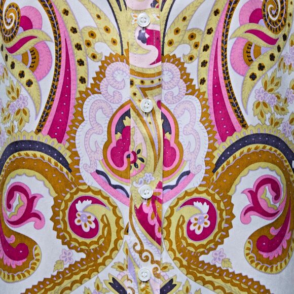 INC 100% Silk Pink Floral Paisley Button Up Top Blouse Long Sleeve Women Size 6 - Picture 2 of 15